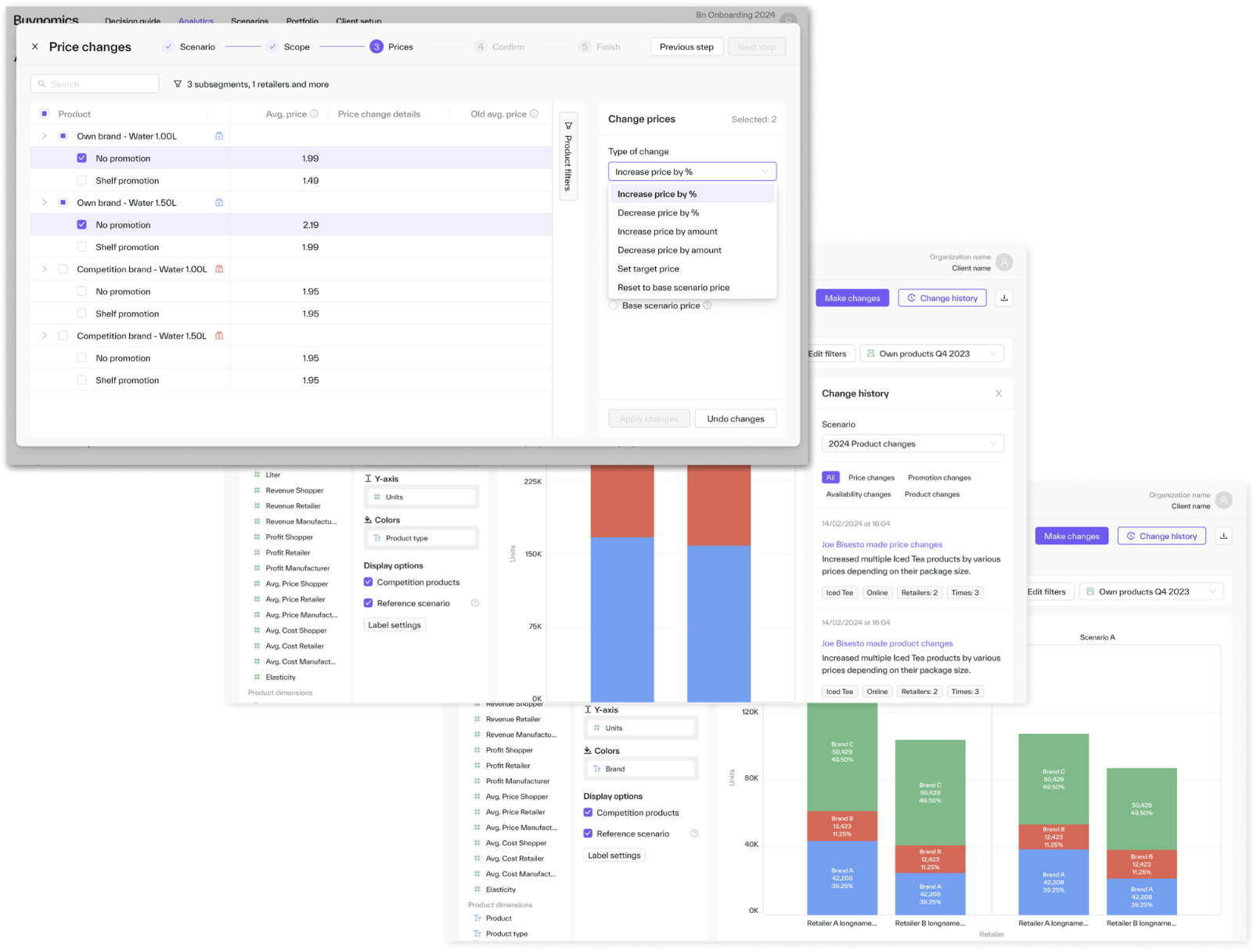 Pricing Use Case Product Screens